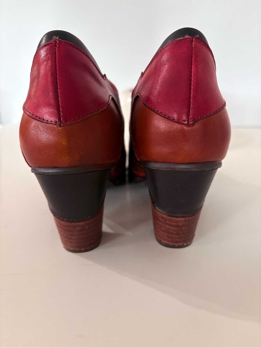 Women's Red Leather Floral Embellished Ankle Booties - Picture 11 of 13